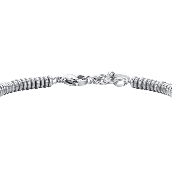 BRAZALETE DE HOMBRE DE ACERO HEMATITES PLATA Y ORO ROSA