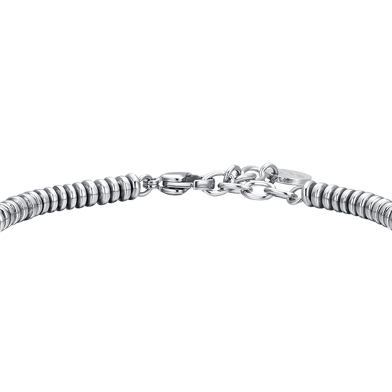 PULSERA DE ACERO PARA HOMBRE EN PLATA Y HEMATITES AZUL