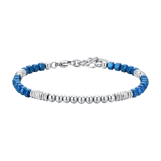 PULSERA DE HOMBRE DE ACERO EMATIVO PLATA Y AZUL