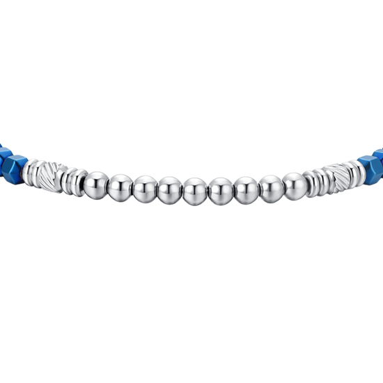 PULSERA DE HOMBRE DE ACERO EMATIVO PLATA Y AZUL