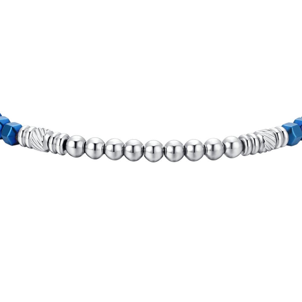 PULSERA DE HOMBRE DE ACERO EMATIVO PLATA Y AZUL