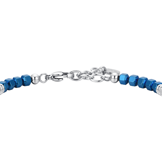 PULSERA DE HOMBRE DE ACERO EMATIVO PLATA Y AZUL