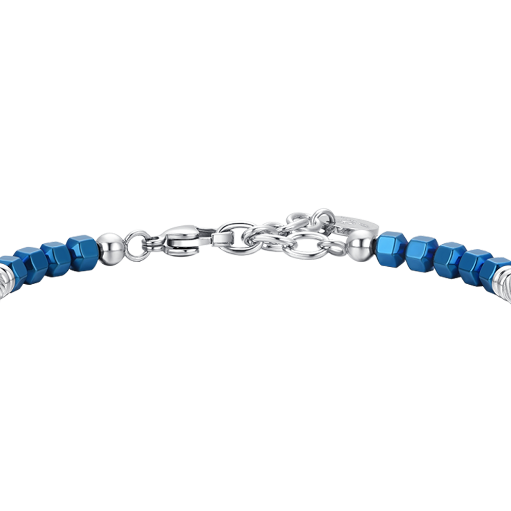 PULSERA DE HOMBRE DE ACERO EMATIVO PLATA Y AZUL
