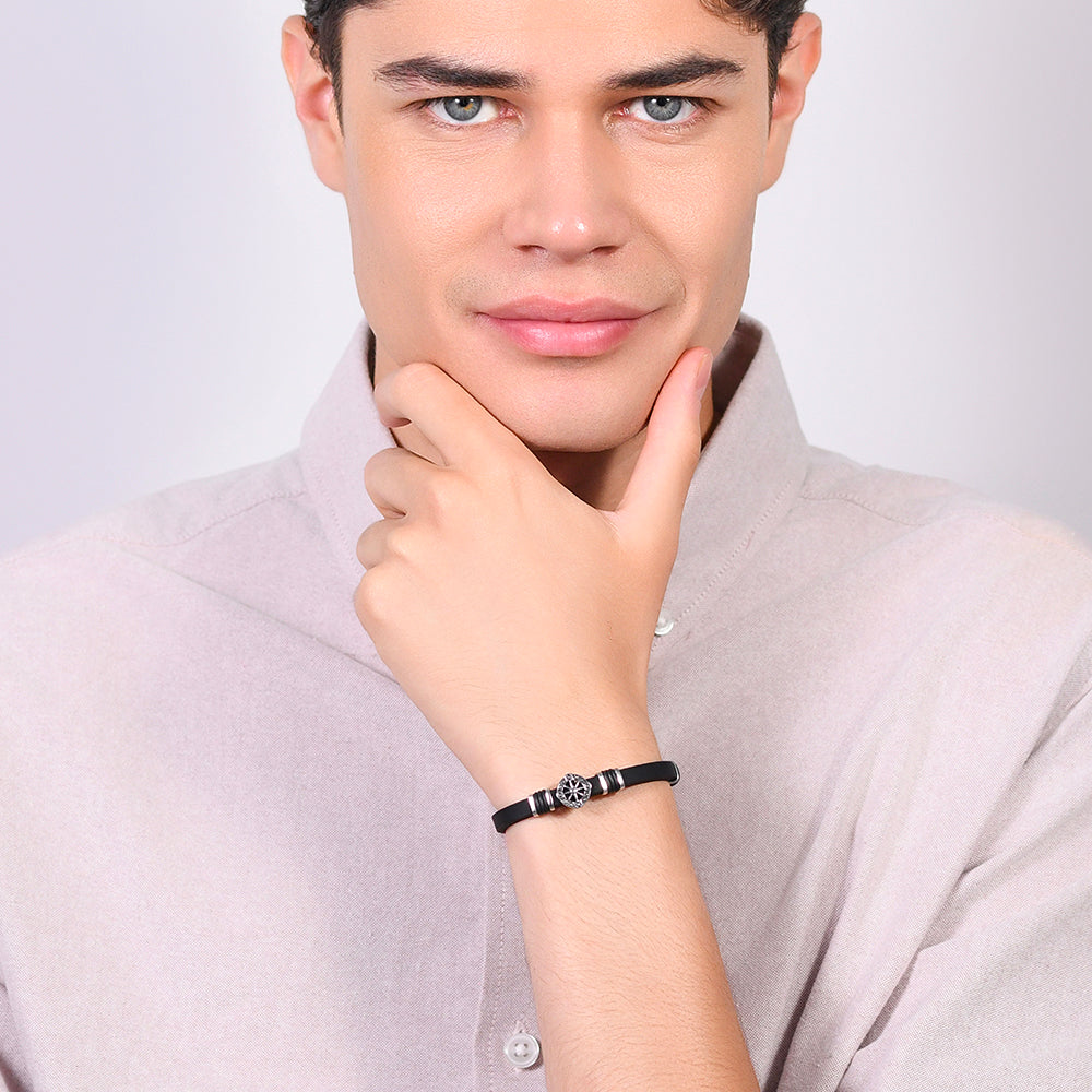 PULSERA DE SILICONA ROSA DE LOS VIENTOS DE LOS HOMBRES