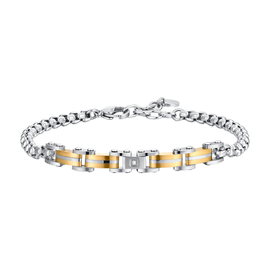 BRAZALETE DE HOMBRE DE ACERO Y ORO IP