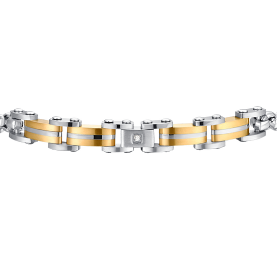 BRAZALETE DE HOMBRE DE ACERO Y ORO IP