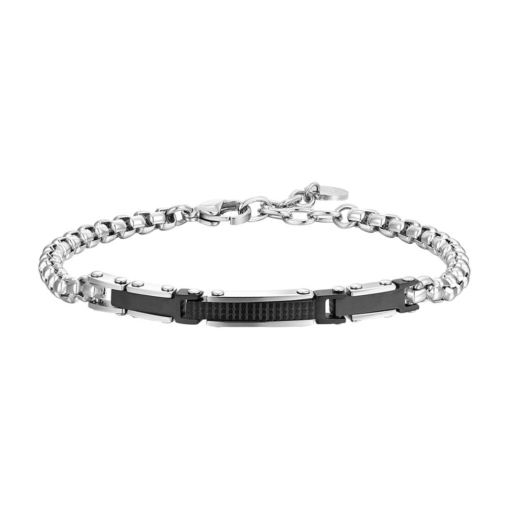 BRAZALETE DE ACERO PARA HOMBRE CON ELEMENTOS IP DE ACERO NEGRO