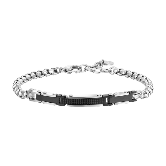 BRAZALETE DE ACERO PARA HOMBRE CON ELEMENTOS IP DE ACERO NEGRO