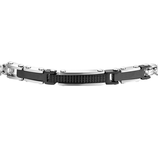 BRAZALETE DE ACERO PARA HOMBRE CON ELEMENTOS IP DE ACERO NEGRO