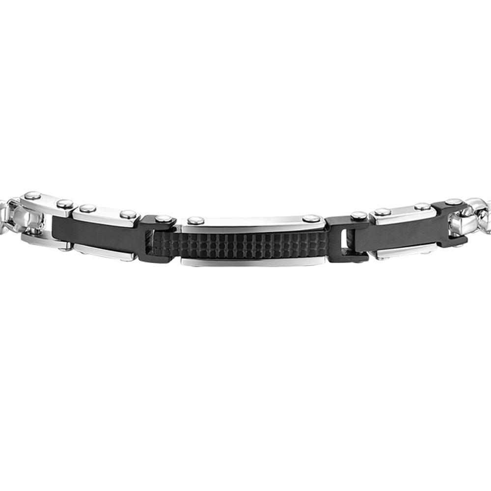 BRAZALETE DE ACERO PARA HOMBRE CON ELEMENTOS IP DE ACERO NEGRO