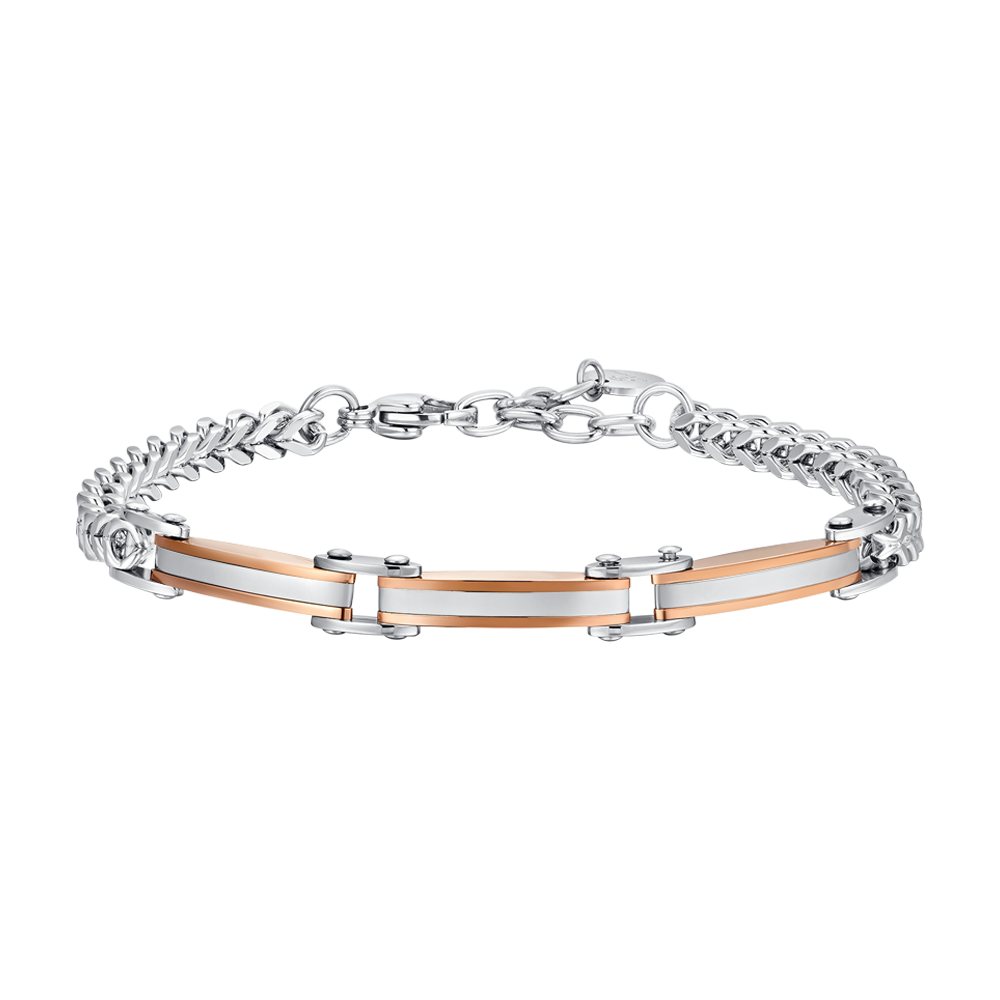 BRAZALETE DE HOMBRE DE ACERO IP ORO ROSA