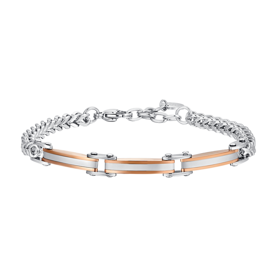 BRAZALETE DE HOMBRE DE ACERO IP ORO ROSA