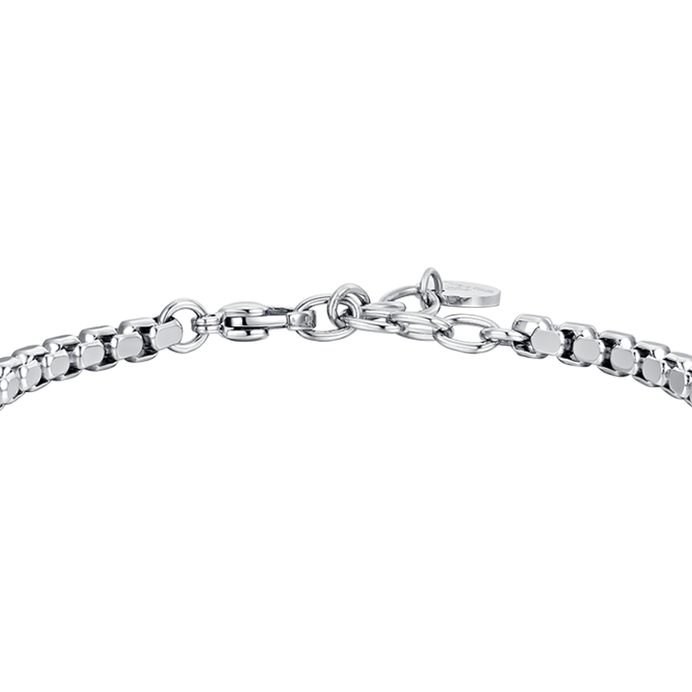 BRAZALETE DE CABALLERO DE ACERO Y CERÁMICA NEGRA