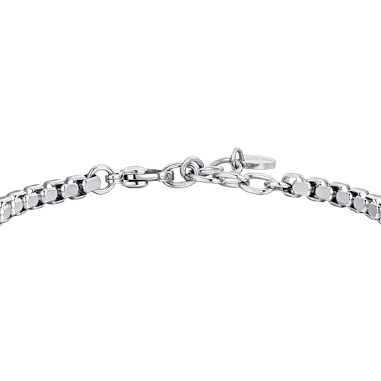BRAZALETE DE CABALLERO DE ACERO Y CERÁMICA NEGRA