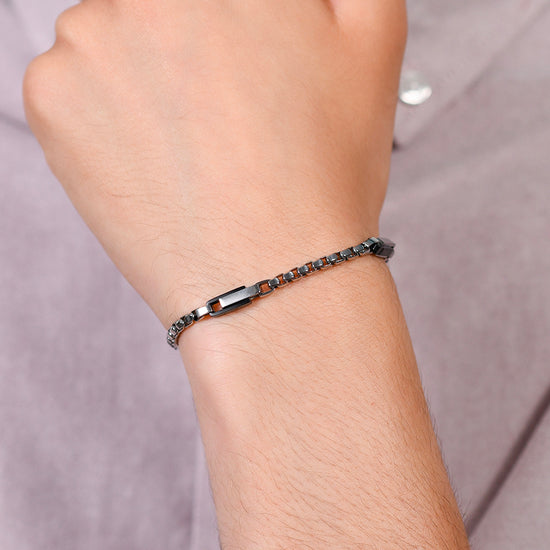 BRAZALETE DE ACERO PARA HOMBRE IP ELEMENTOS DE ACERO NEGRO