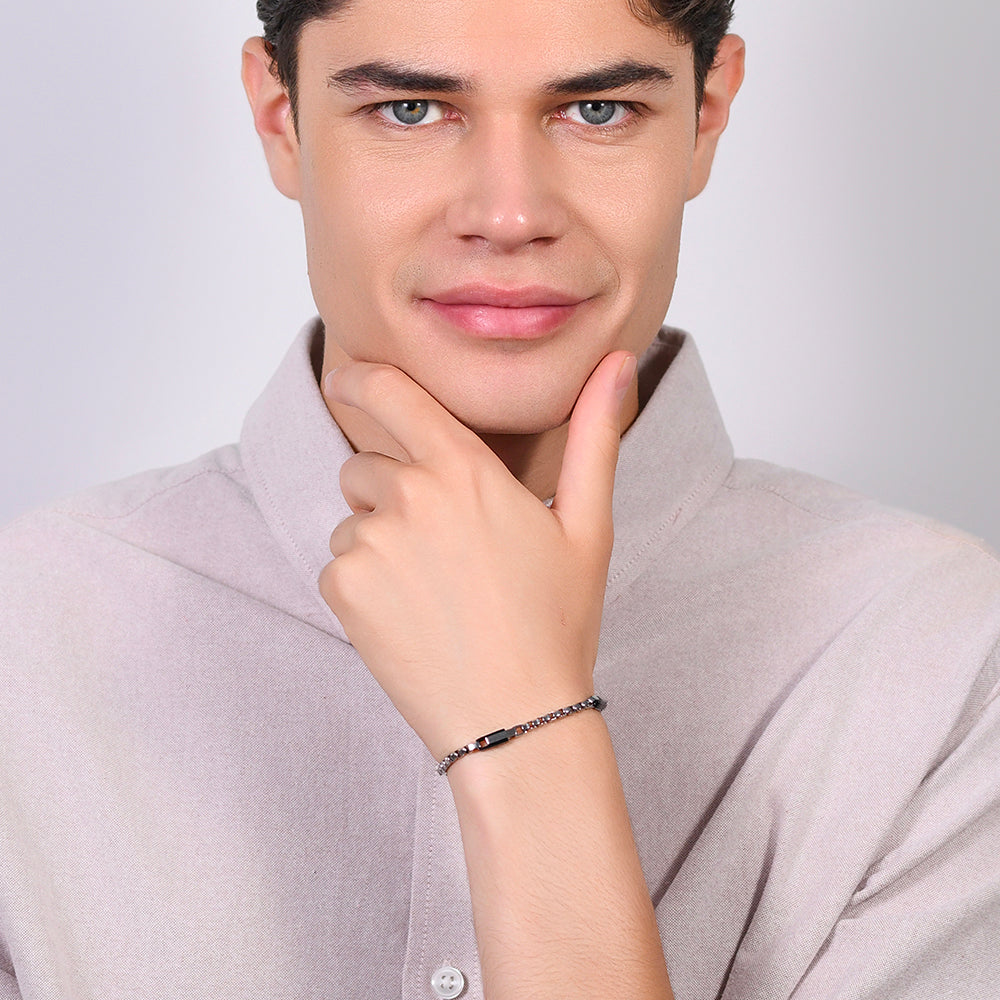 BRAZALETE DE ACERO PARA HOMBRE IP ELEMENTOS DE ACERO NEGRO