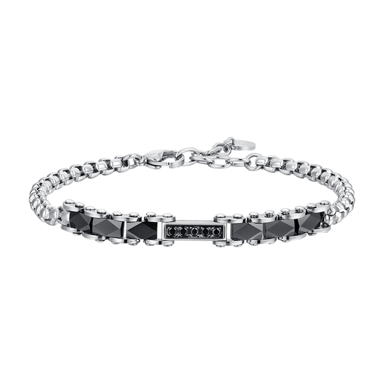BRAZALETE DE ACERO PARA HOMBRE ELEMENTOS DE CERÁMICA NEGRA