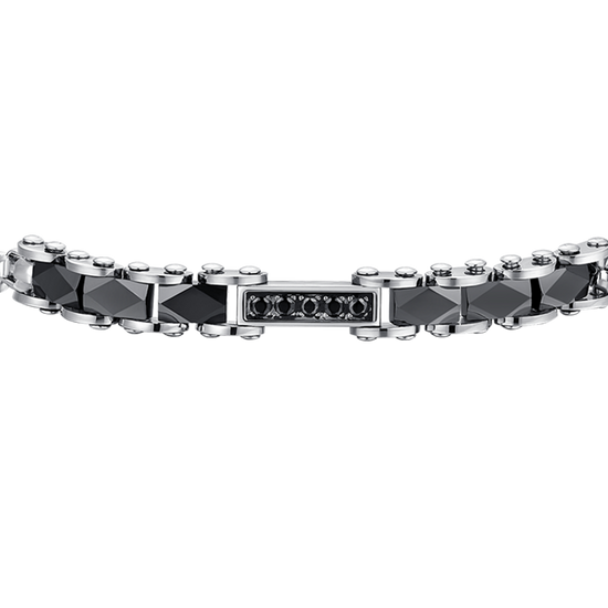 BRAZALETE DE ACERO PARA HOMBRE ELEMENTOS DE CERÁMICA NEGRA