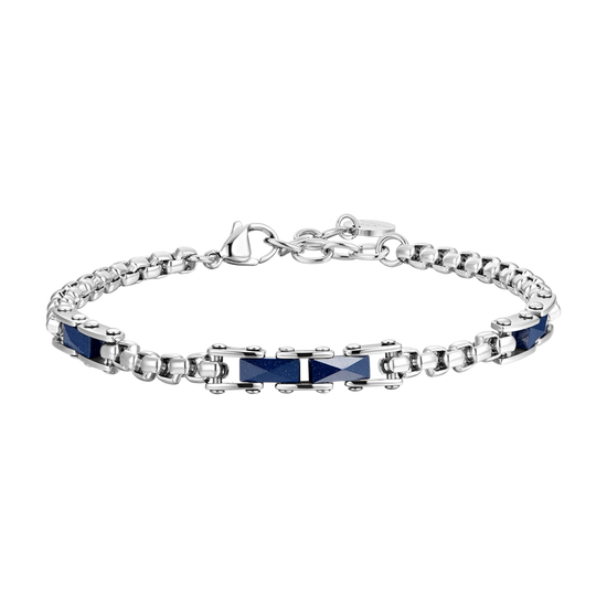 BRAZALETE DE ACERO PARA HOMBRE CON ELEMENTOS DE CERÁMICA AZUL