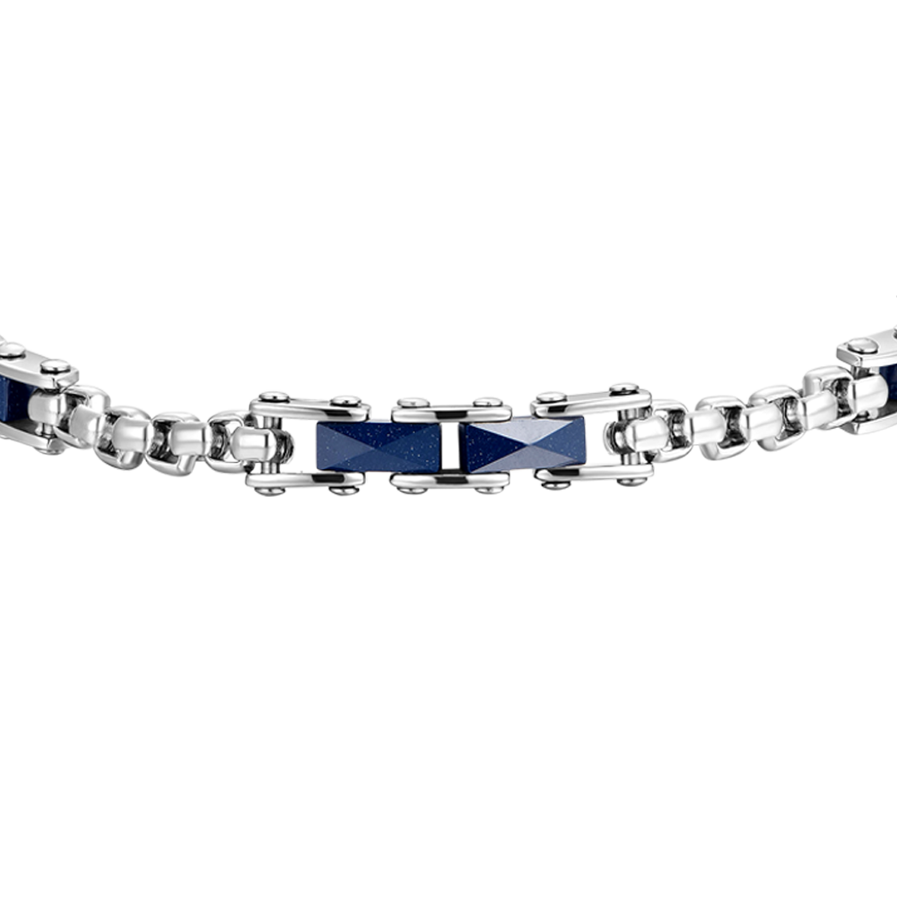 BRAZALETE DE ACERO PARA HOMBRE CON ELEMENTOS DE CERÁMICA AZUL