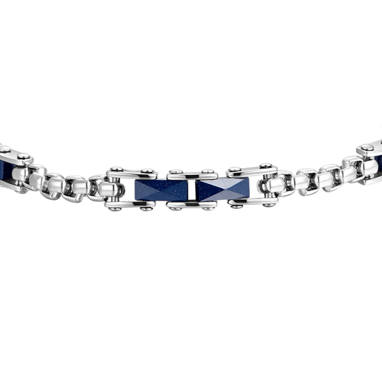 BRAZALETE DE ACERO PARA HOMBRE CON ELEMENTOS DE CERÁMICA AZUL