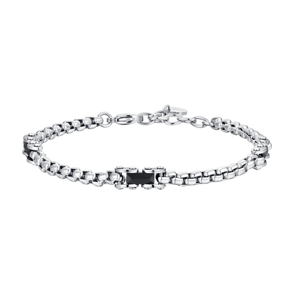 BRAZALETE DE ACERO PARA HOMBRE ELEMENTOS DE CERÁMICA NEGRA