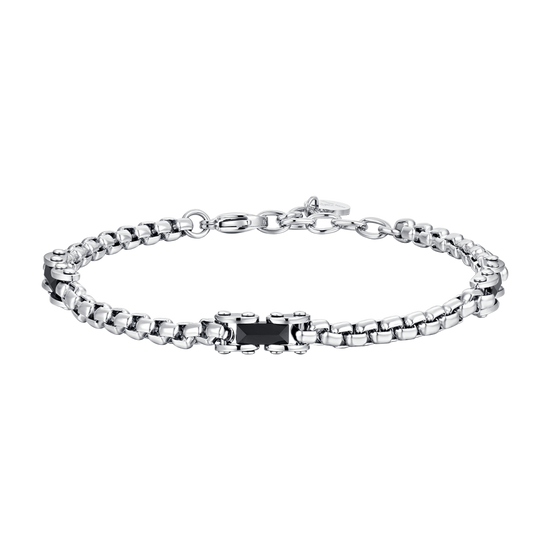 BRAZALETE DE ACERO PARA HOMBRE ELEMENTOS DE CERÁMICA NEGRA
