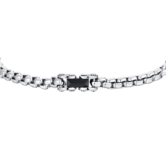BRAZALETE DE ACERO PARA HOMBRE ELEMENTOS DE CERÁMICA NEGRA