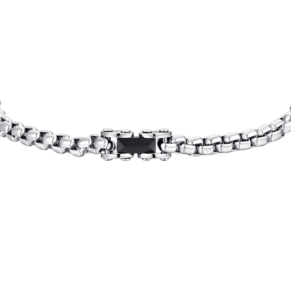 BRAZALETE DE ACERO PARA HOMBRE ELEMENTOS DE CERÁMICA NEGRA