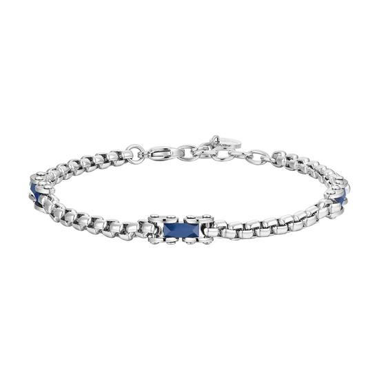 BRAZALETE DE ACERO PARA HOMBRE ELEMENTOS CERÁMICOS AZULES