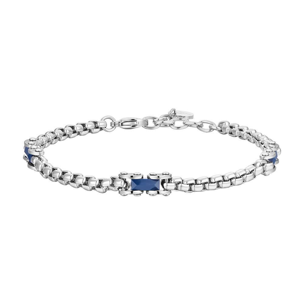 BRAZALETE DE ACERO PARA HOMBRE ELEMENTOS CERÁMICOS AZULES