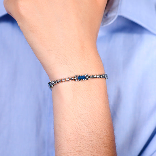 BRAZALETE DE ACERO PARA HOMBRE ELEMENTOS CERÁMICOS AZULES