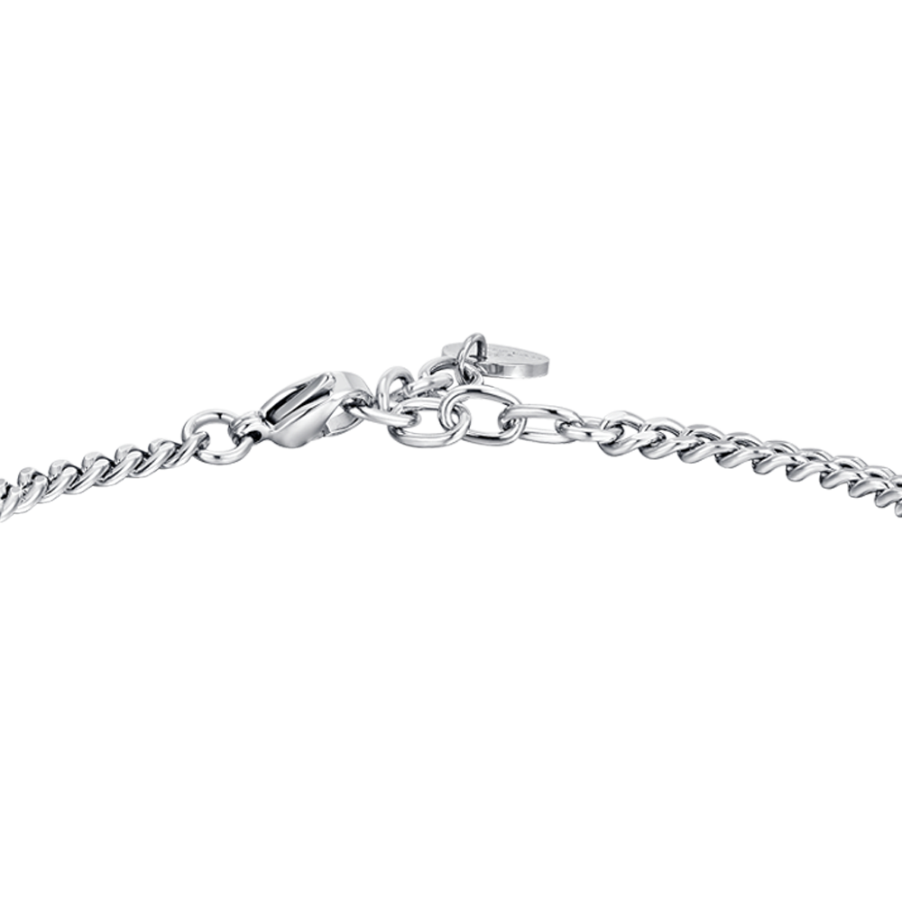 PULSERA DE HOMBRE CON CRUZ DE ACERO Y CIRCONITAS NEGRAS
