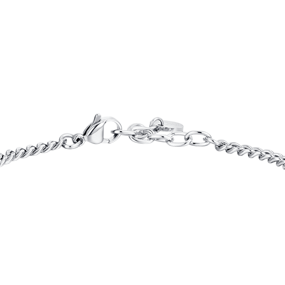 PULSERA ACERO IP CRUZ NEGRA Y CIRCONITAS BLANCAS