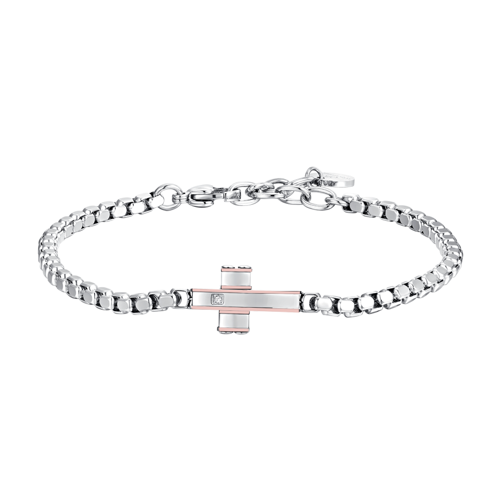 CRUZ E IP BRAZALETE DE ACERO ORO ROSA PARA HOMBRE