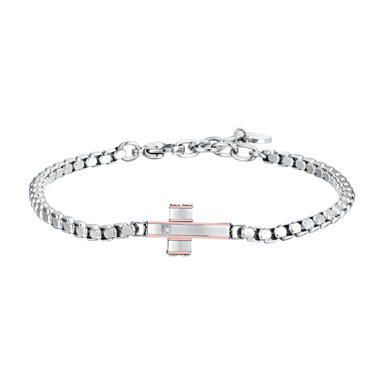 CRUZ E IP BRAZALETE DE ACERO ORO ROSA PARA HOMBRE