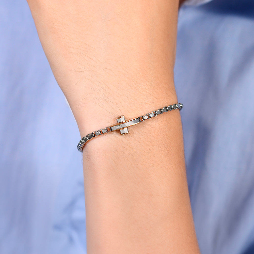 CRUZ E IP BRAZALETE DE ACERO ORO ROSA PARA HOMBRE