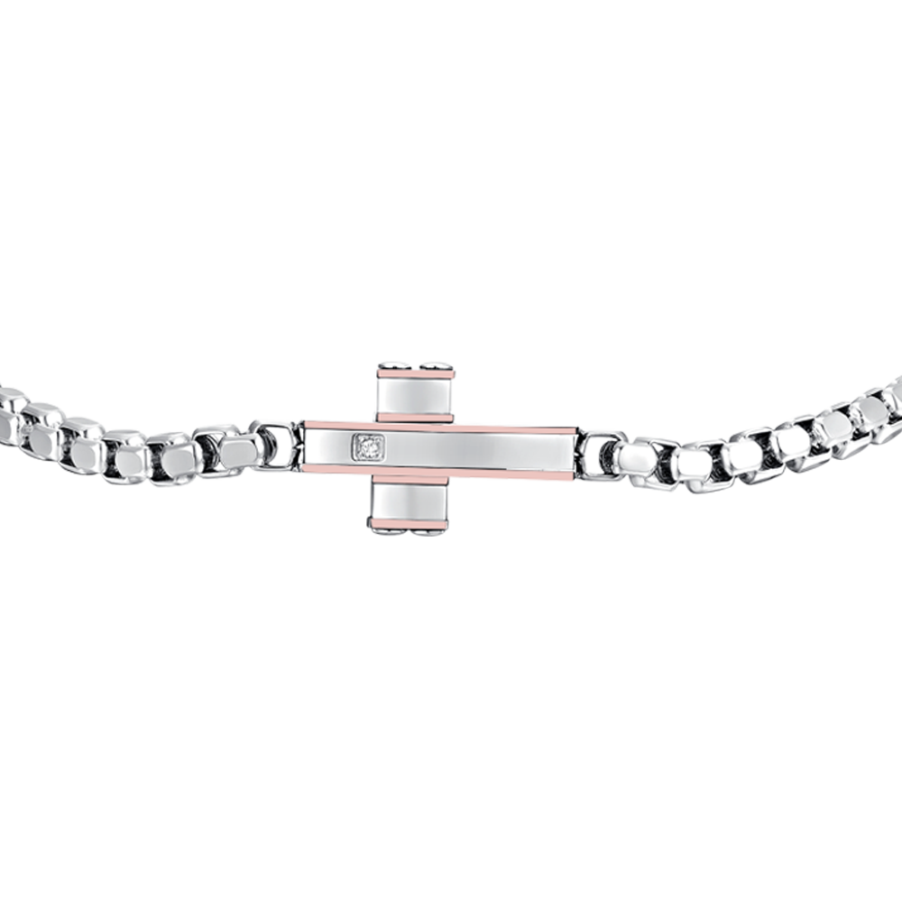 CRUZ E IP BRAZALETE DE ACERO ORO ROSA PARA HOMBRE