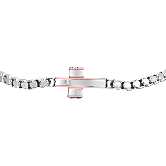 CRUZ E IP BRAZALETE DE ACERO ORO ROSA PARA HOMBRE