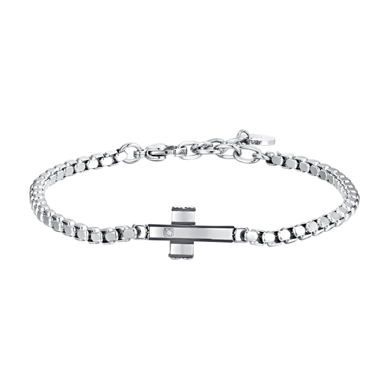 CRUZ DE ACERO Y BRAZALETE DE ACERO IP NEGRO