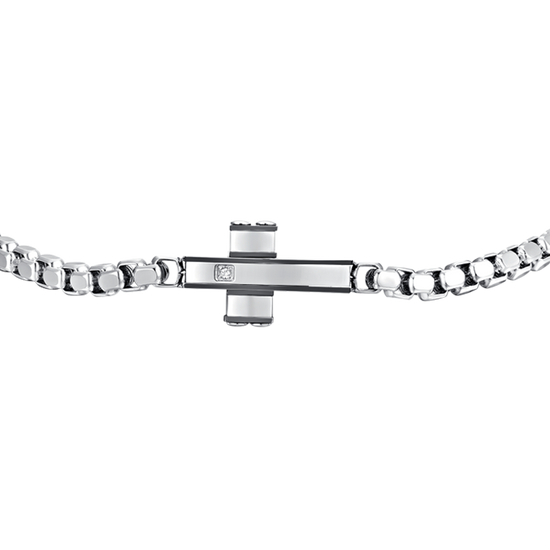 CRUZ DE ACERO Y BRAZALETE DE ACERO IP NEGRO