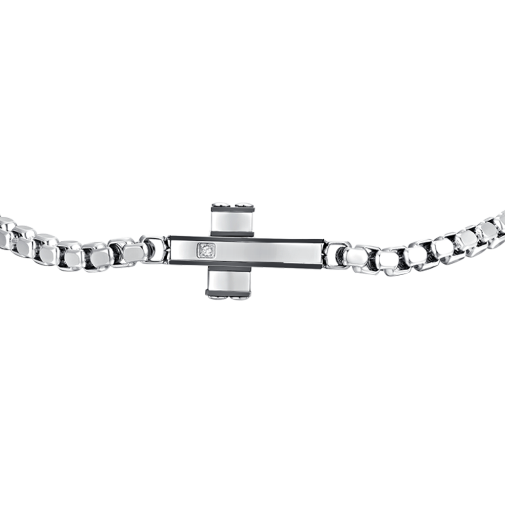 CRUZ DE ACERO Y BRAZALETE DE ACERO IP NEGRO