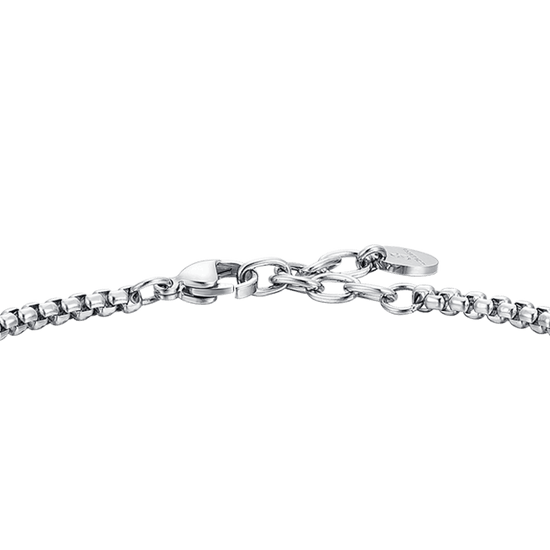 PULSERA DE HOMBRE DE ACERO CON ANCLA Y CRISTAL NEGRO