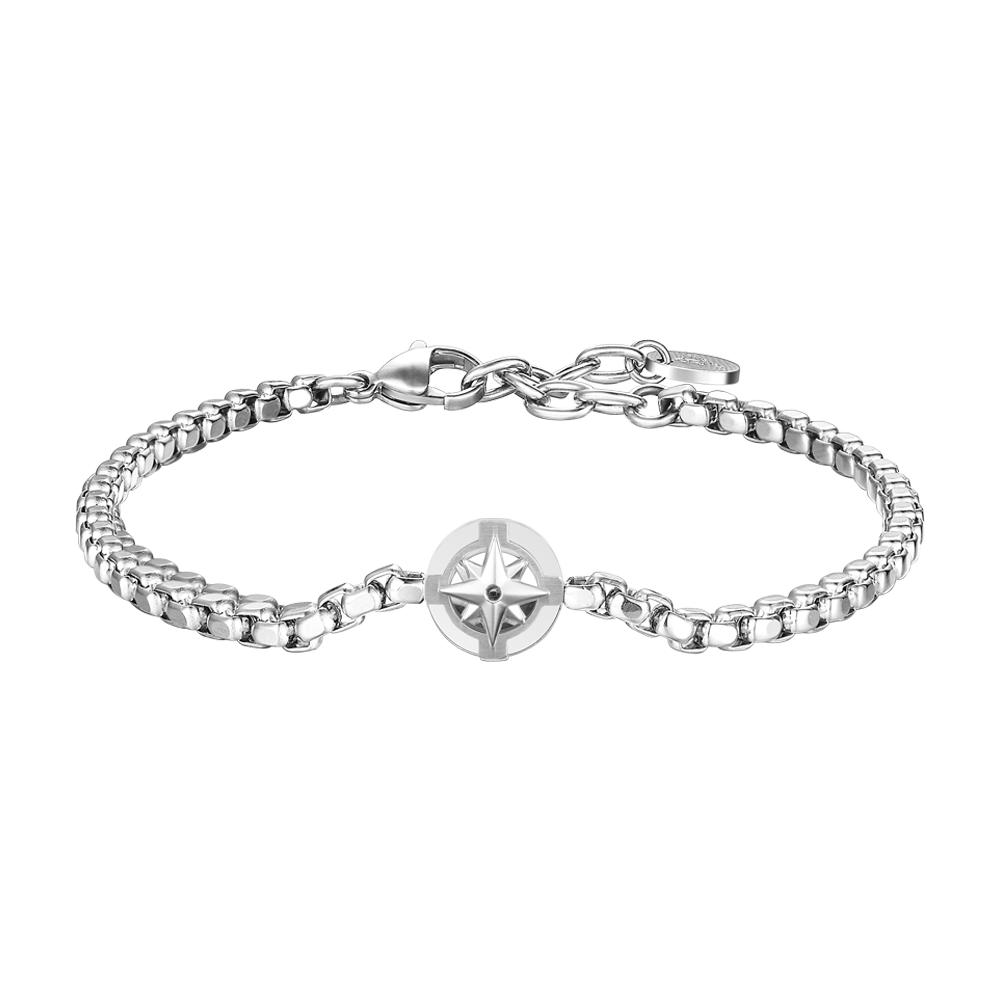 BRAZALETE DE ACERO PARA HOMBRE CON ROSA DE LOS VIENTOS