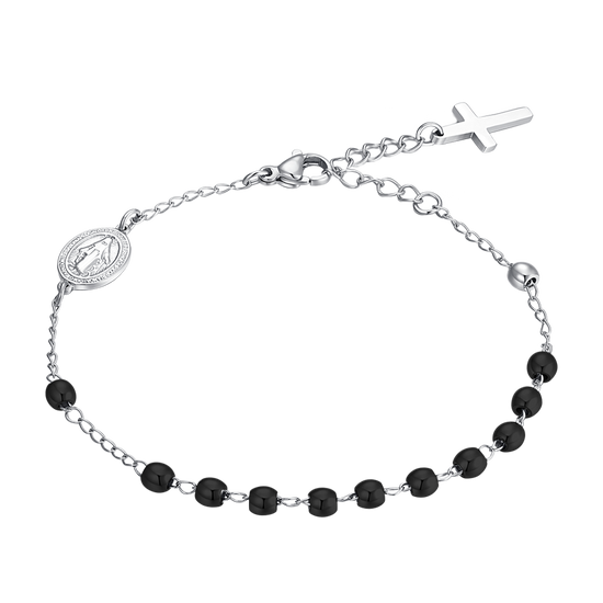 BRACCIALE UOMO ROSARIO IN ACCIAIO NERO