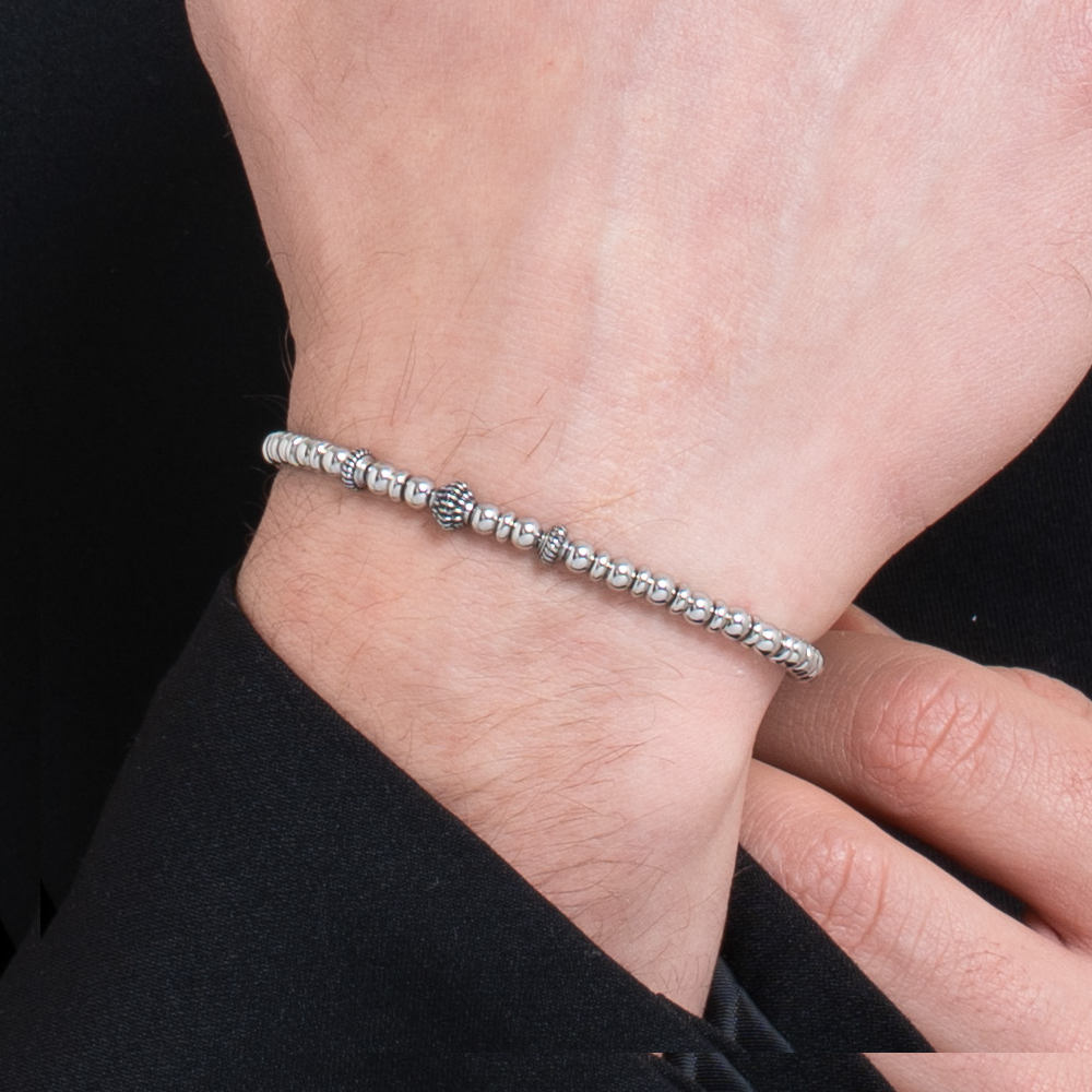 BRACCIALE UOMO IN ACCIAIO CON ELEMENTI IN ACCIAIO CON EFFETTO VINTAGE