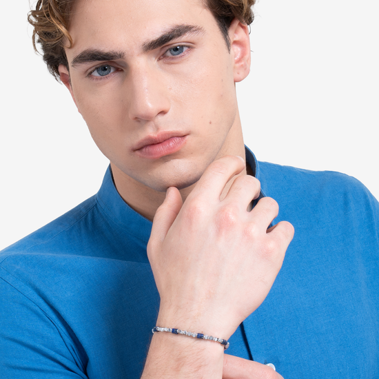 BRACCIALE UOMO IN ACCIAIO CON EMATITE E PIETRE LAPIS