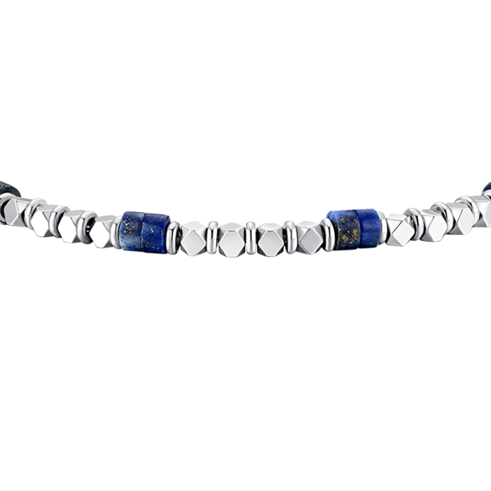 BRACCIALE UOMO IN ACCIAIO CON EMATITE E PIETRE LAPIS