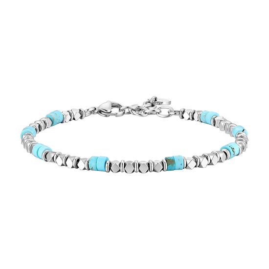 BRACCIALE UOMO IN ACCIAIO CON EMATITE E PIETRE TURCHESI