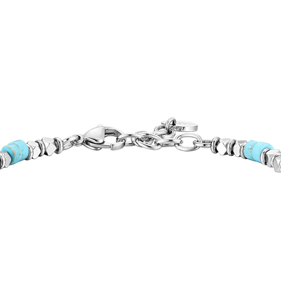 BRACCIALE UOMO IN ACCIAIO CON EMATITE E PIETRE TURCHESI